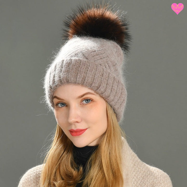 Bonnet Pompon Fourrure Fille LAUSONS - Hiver Chaud Et Amovible