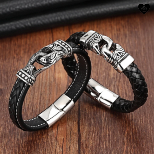 Bracelet Boucles Néo-Gothique en Cuir pour Homme
