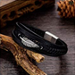 Bracelet chic indien en cuir noir pour homme -motif plume en acier inoxydable