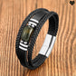 Black Leather Bracelet with Solo Tiger Eye for Men 