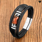 Bracelet en cuir noir pour homme avec solo pierre naturelles - oeil de tigre coloris rouge