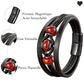Bracelet cuir noir véritable avec pierres agates rouge naturelles et fermoir magnétique noir en acier inoxydable