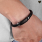 Bracelet pour homme en cuir véritable avec tube plaque-en acier - hypoallergénique