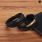 Bracelet multilanière en cuir noir avec tube carré et fermoir magnétique en acier inoxydable pour homme