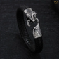 Bracelet serpent ouroboros en acier inoxydable pour homme - cuir noir véritable