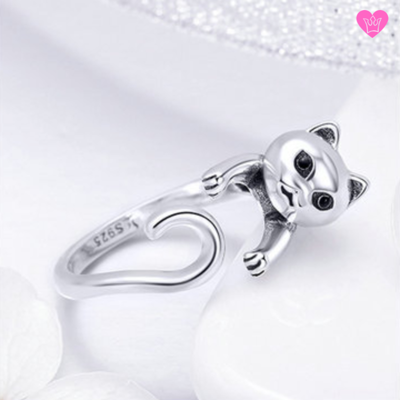 Bague Ouverte Chaton Adorable en Argent 925