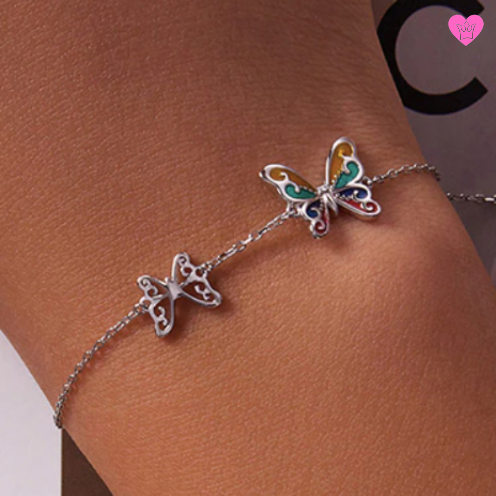 925 Silver Forçat Chain Butterfly Bracelet