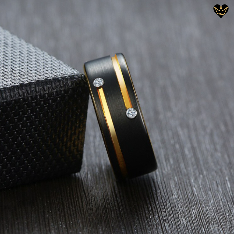 Anillo de acero negro de moda para hombre AKROCHIC