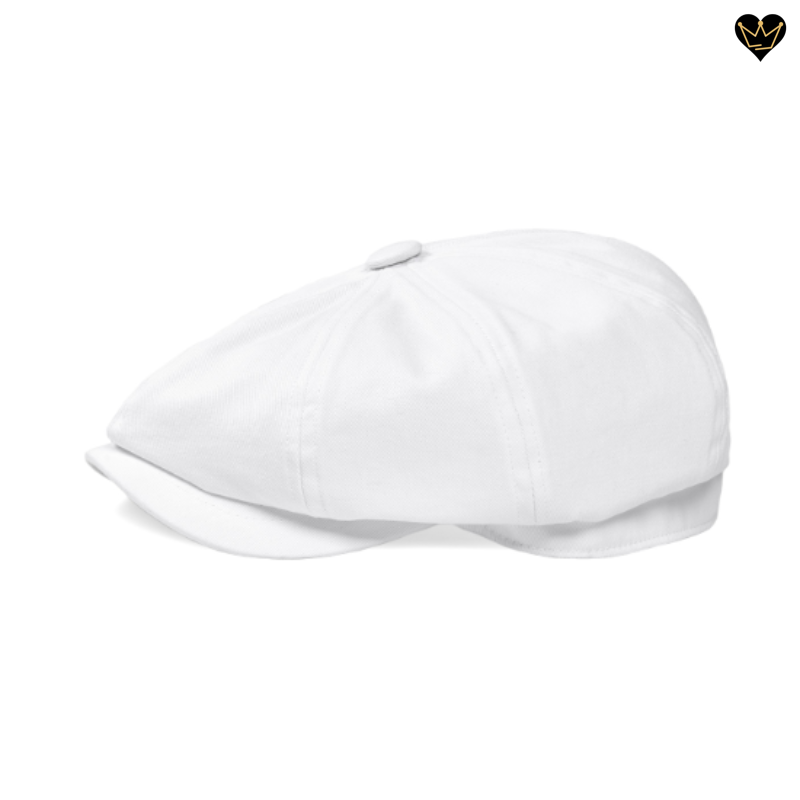 Casquette irlandaise Greene - béret en tissus sergé de coton de qualité avec large visière curve pour homme - coloris blanc