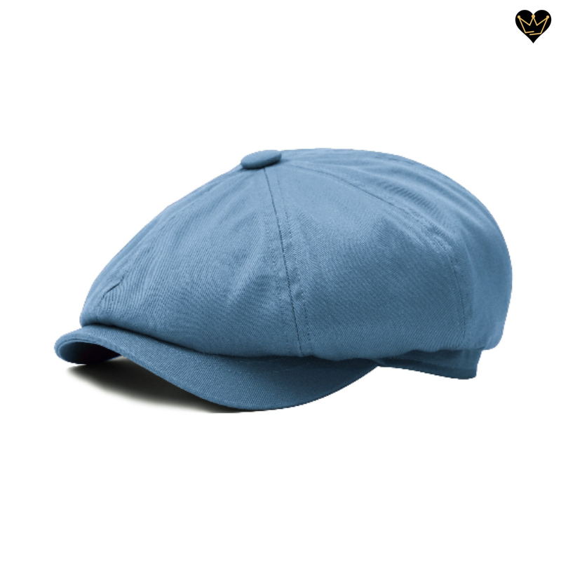 Casquette irlandaise Greene - béret en tissus sergé de coton de qualité avec large visière curve pour homme - coloris bleu ciel
