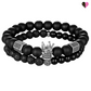 Onyx and Black Lava Beads Bracelet with Sphere and Crowns