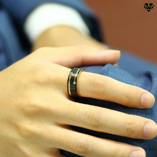 Trendy Black Steel Ring for Men 