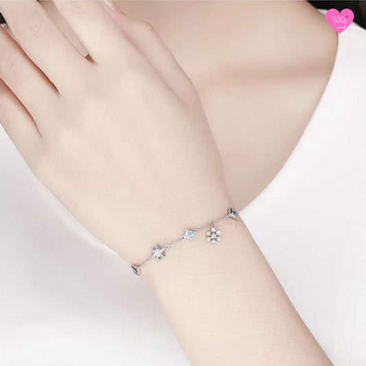 925 Silver Forçat Chain Snowflake Bracelet